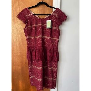 Lace peplum Anthropologie mini dress